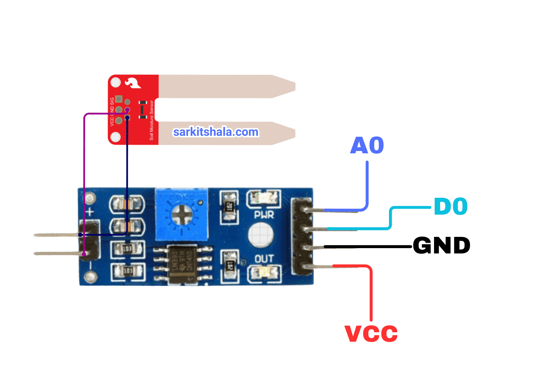 Measure Soil Moisture(YL-69 or HL-69) Using Arduino - Pin Diagram
