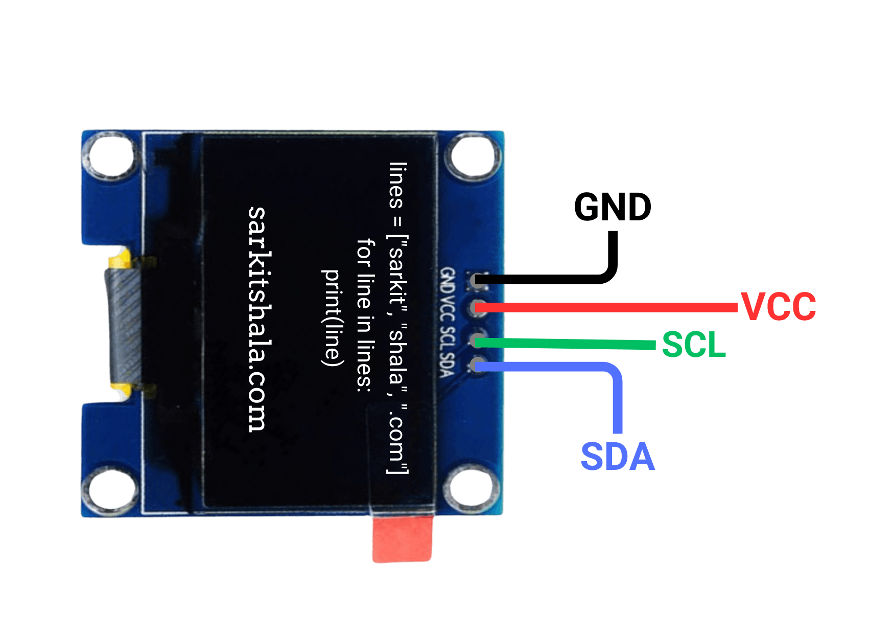 How to Interface Push Button with 0.96-Inch OLED SSD1306 Display using Arduino - Pin Diagram